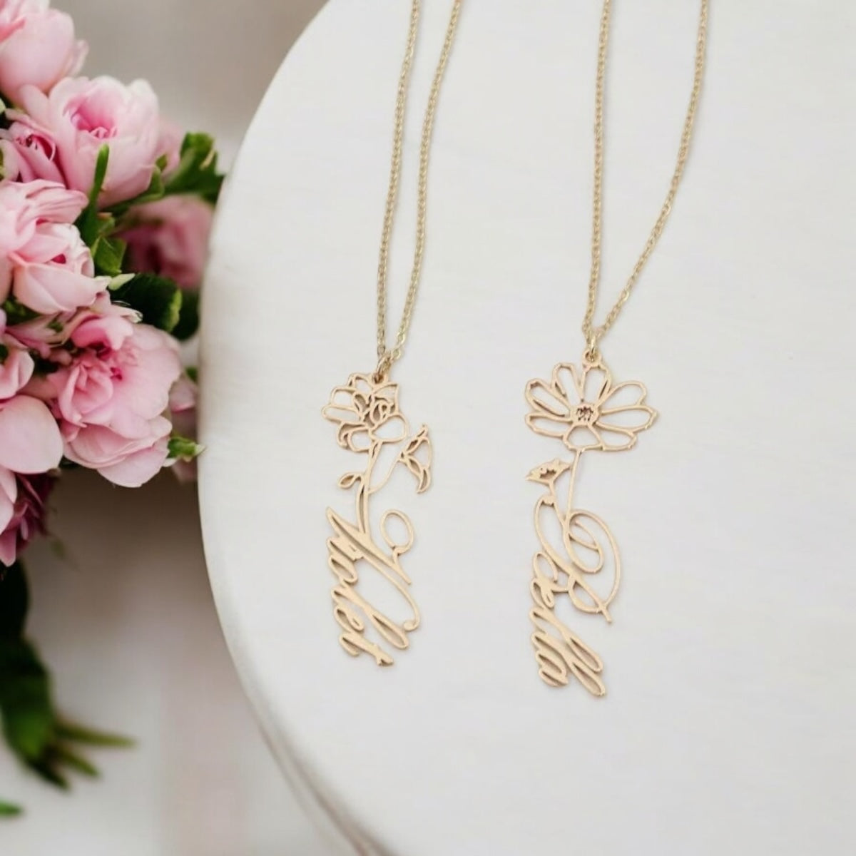 Elegant Flower-Inspired Name Pendant
