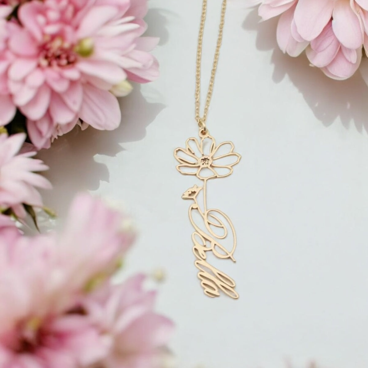 Elegant Flower-Inspired Name Pendant