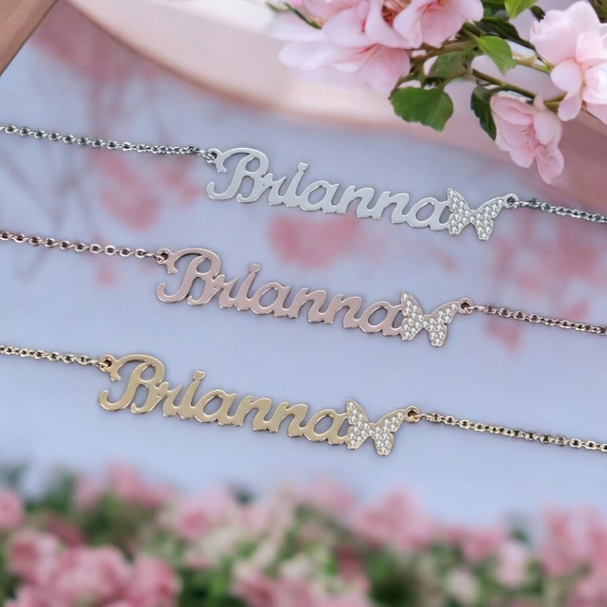 Personalised Name Necklace with Butterfly Charm