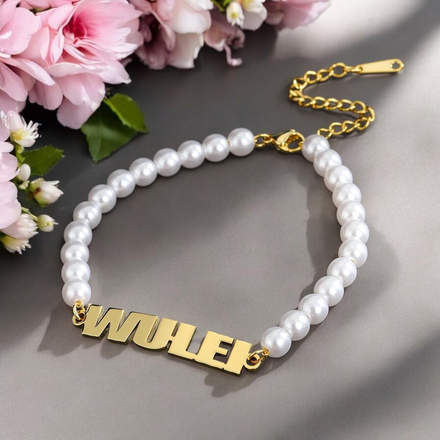 Personalised Pearl Name Bracelet