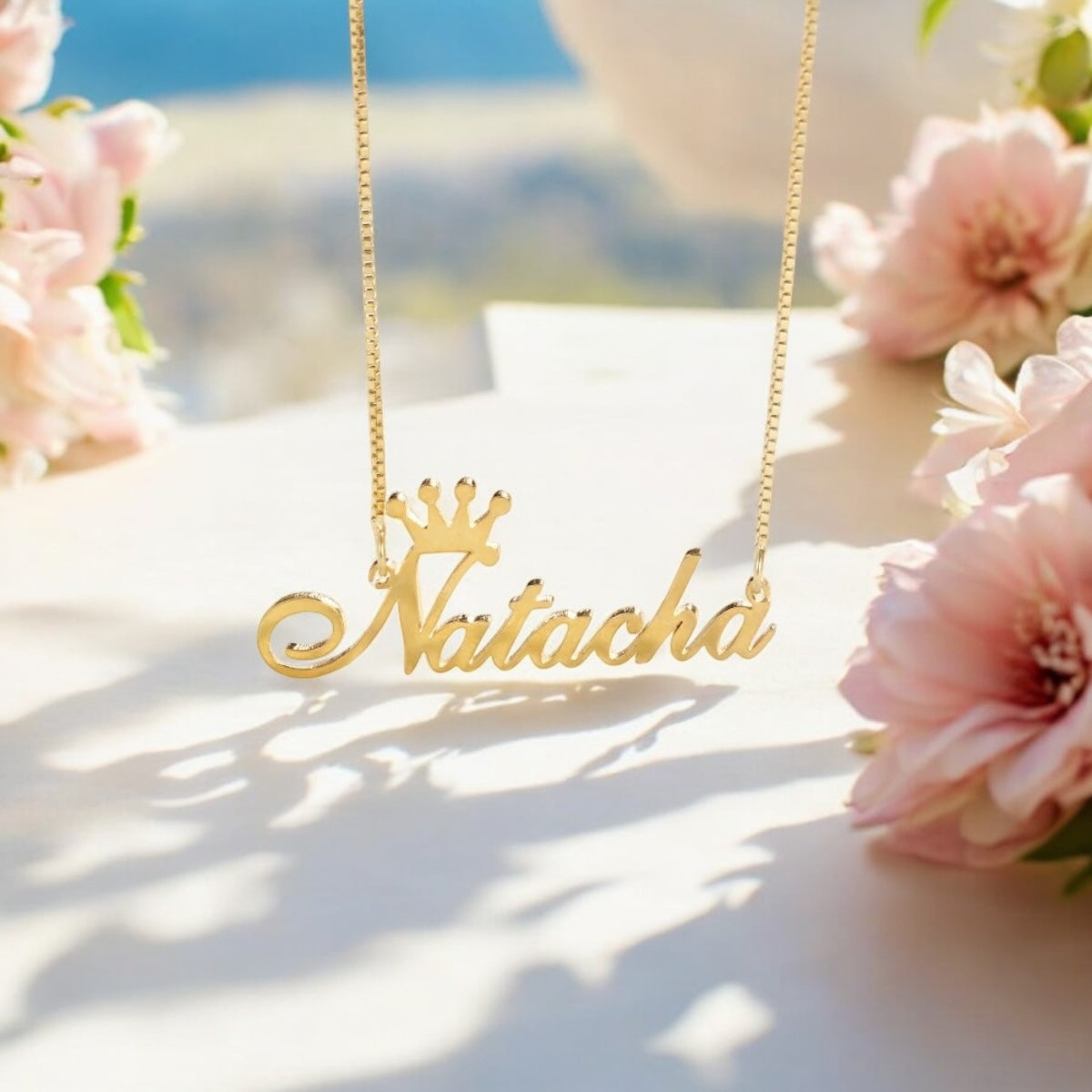 Personalised Name Necklace with Elegant Crown