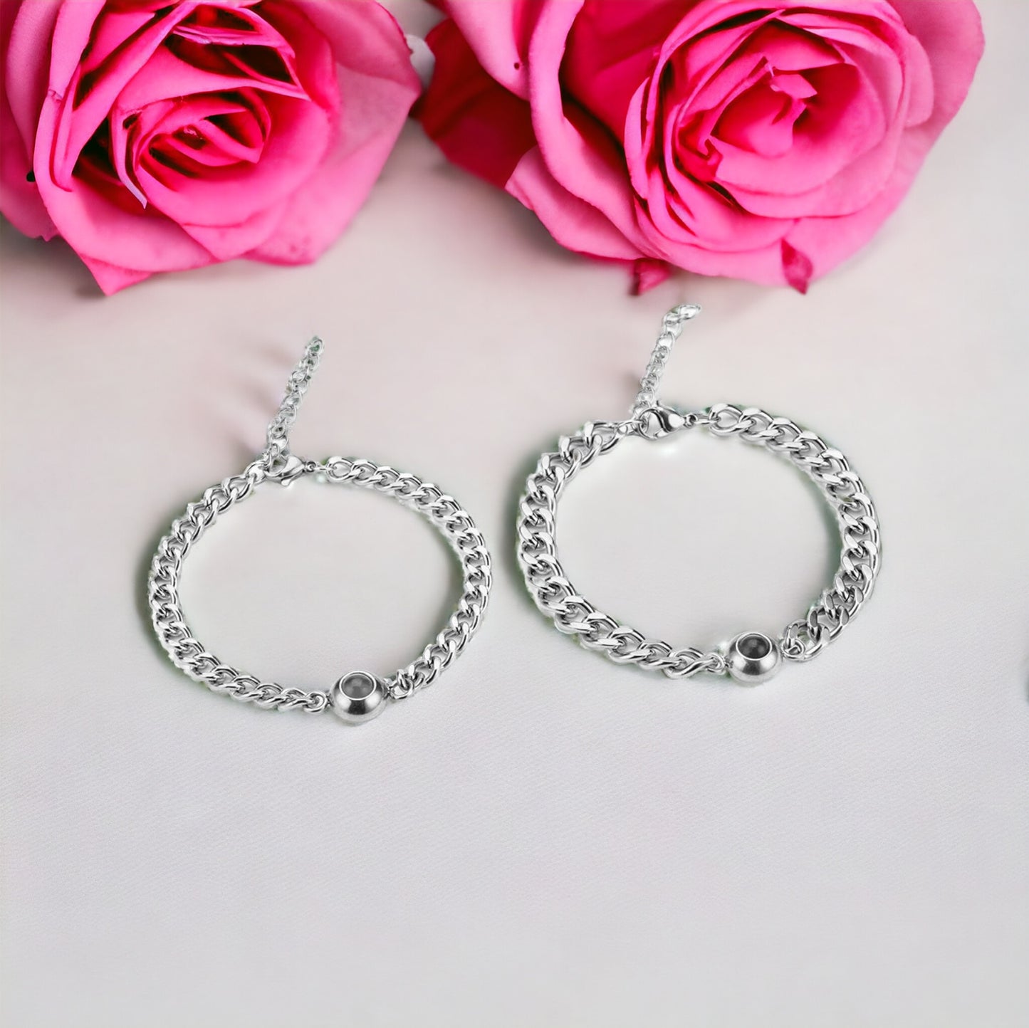 Unisex Sterling Silver Projection Bracelet Set