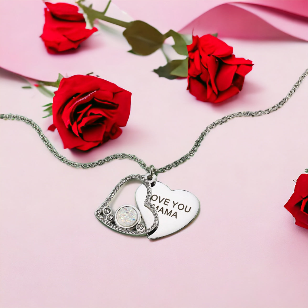 Double Heart Personalised Necklace