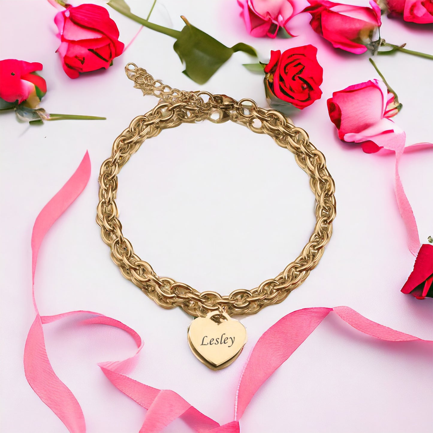 Personalised Name Heart Bracelet