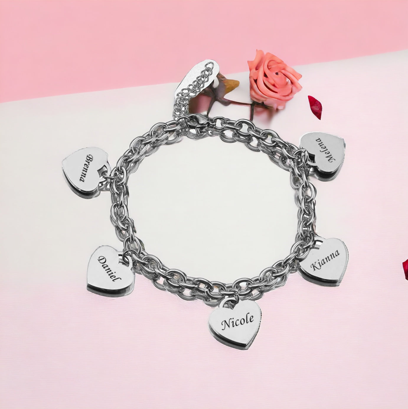 Personalised Name Heart Bracelet