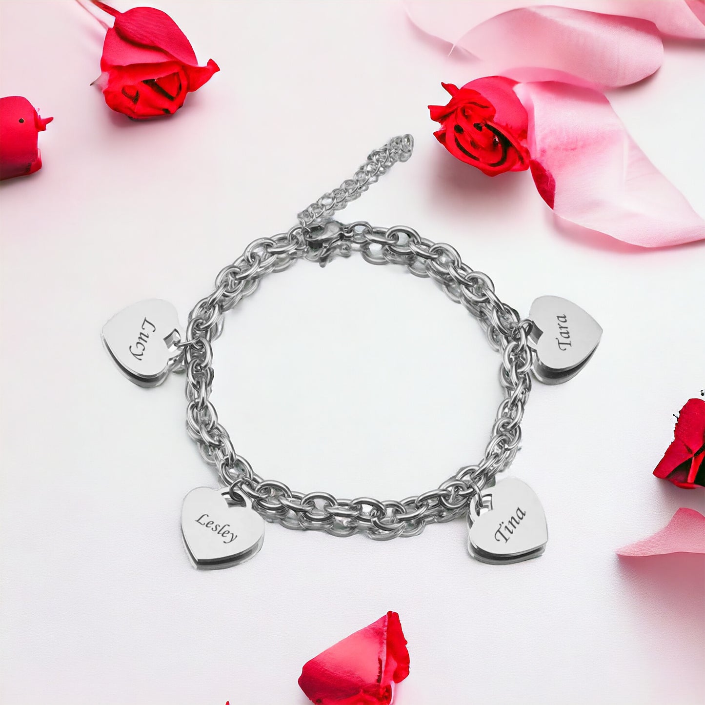 Personalised Name Heart Bracelet