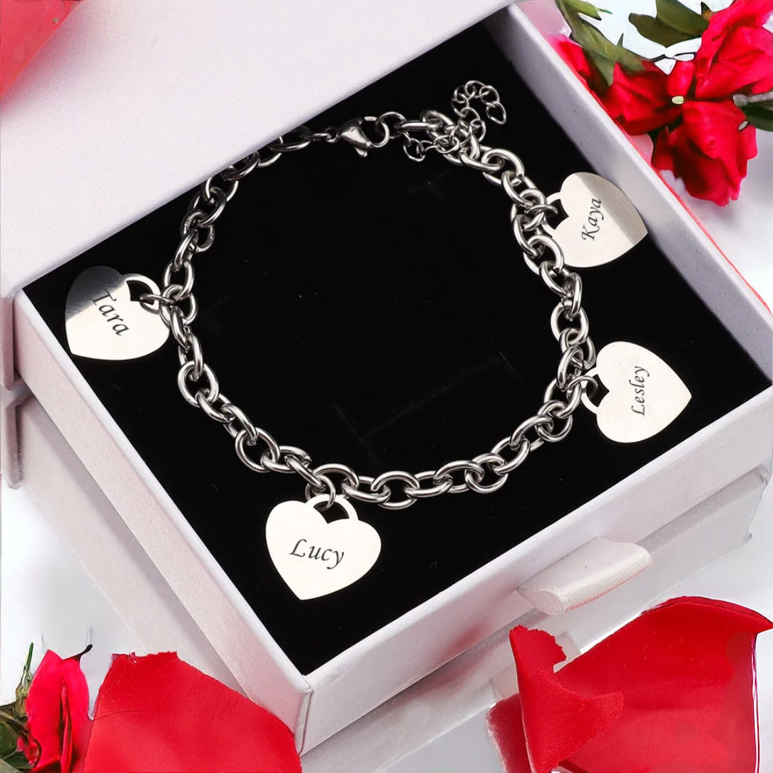 Personalised Name Heart Bracelet