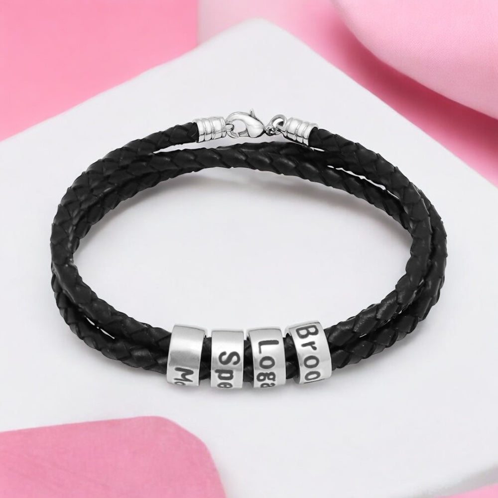 Unisex Personalised Braided Leather Bracelet