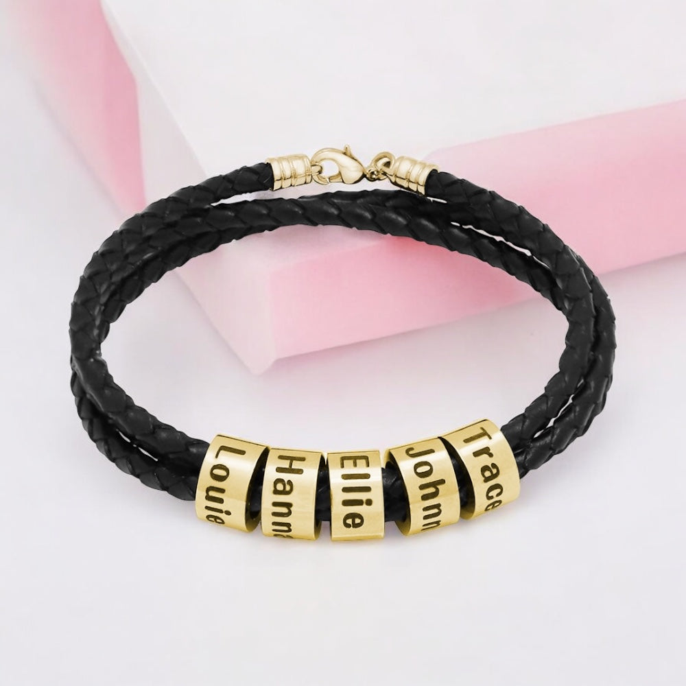 Unisex Personalised Braided Leather Bracelet