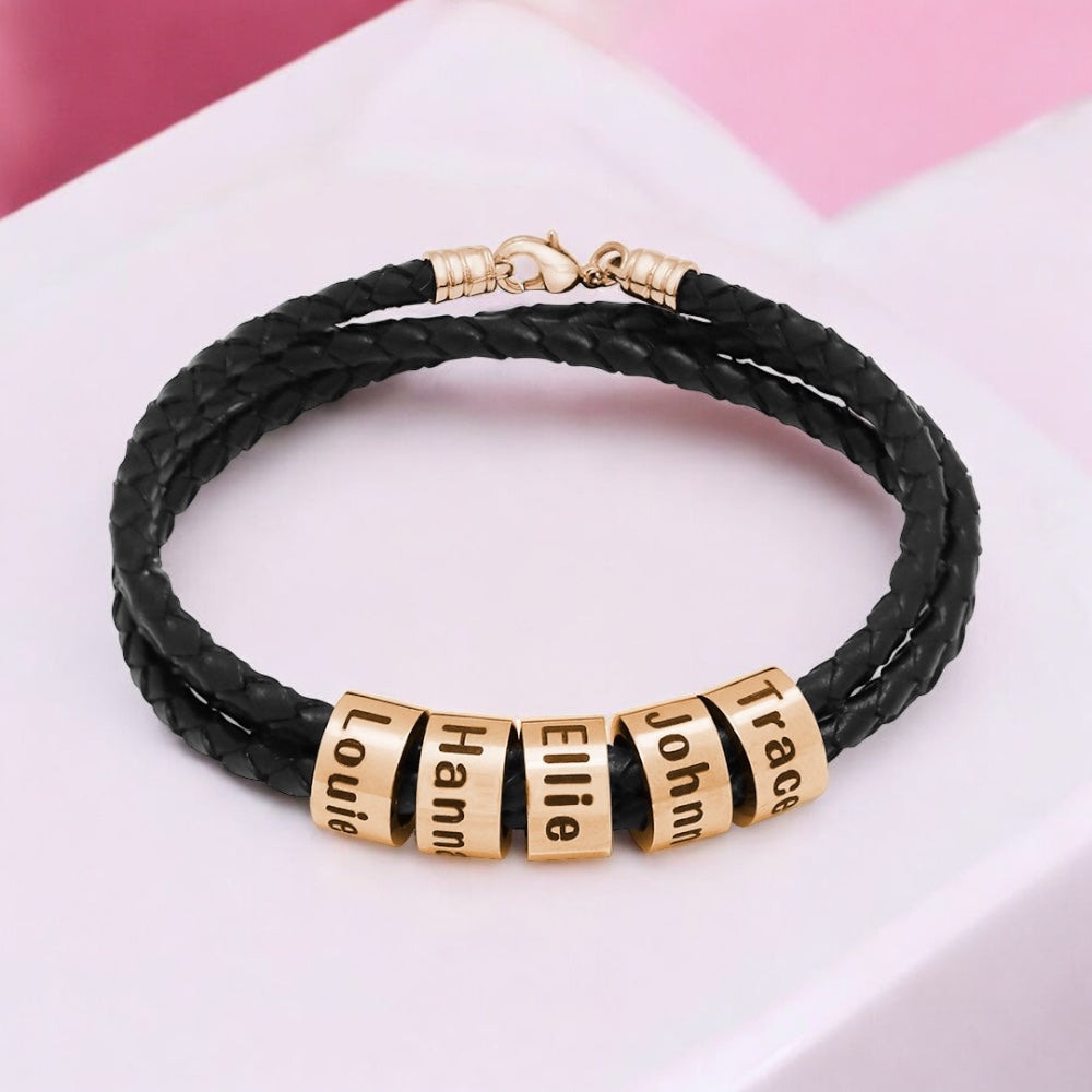 Unisex Personalised Braided Leather Bracelet