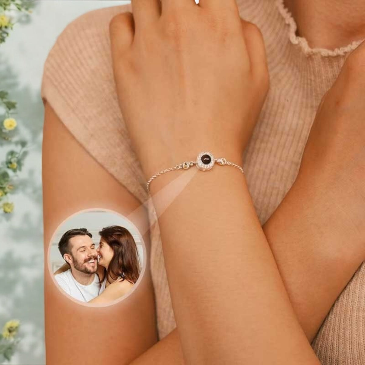Personalised Galaxy Projection Bracelet with Birthstone & Diamond