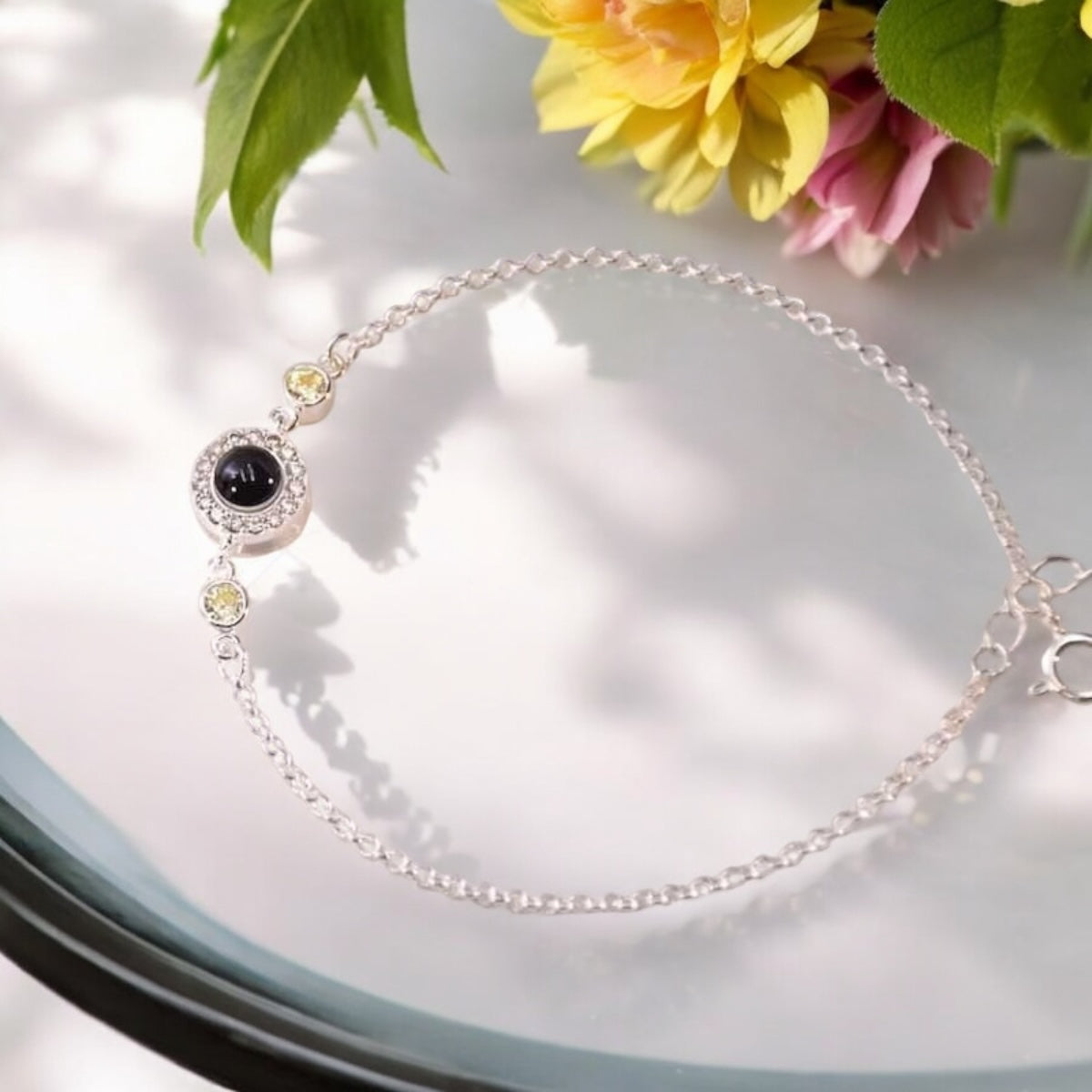 Personalised Galaxy Projection Bracelet with Birthstone & Diamond
