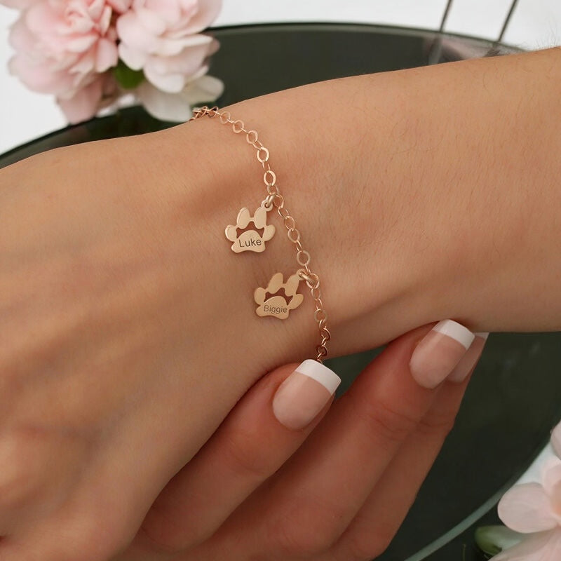 Personalised Engraved Bracelet with Claw Pendant