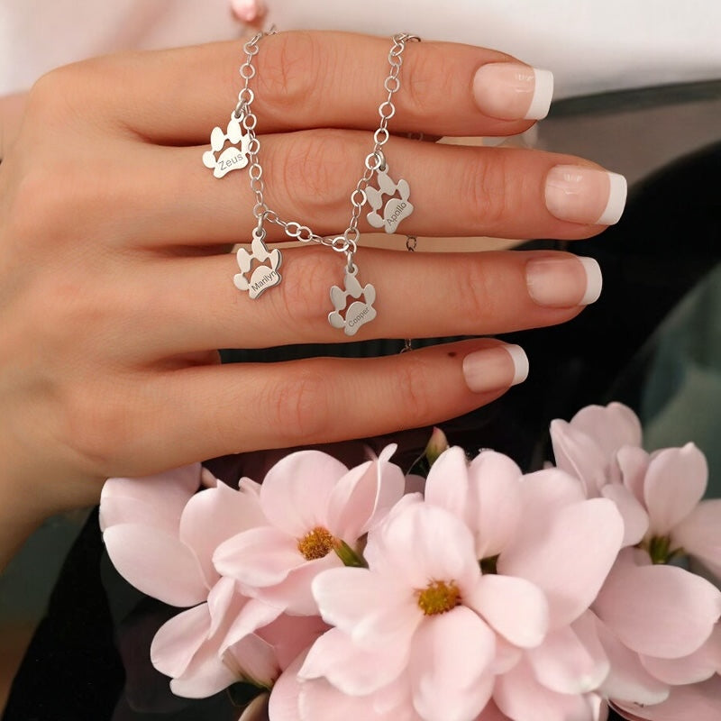 Personalised Engraved Bracelet with Claw Pendant