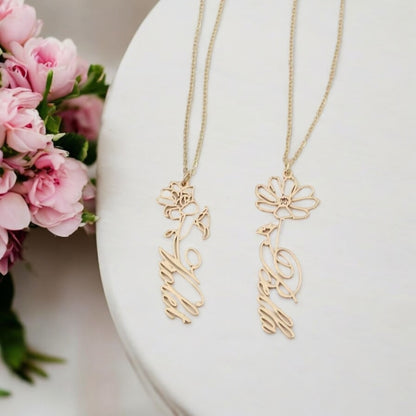 Elegant Flower-Inspired Name Pendant
