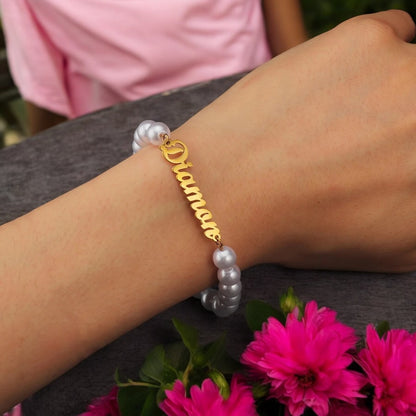 Personalised Pearl Name Bracelet