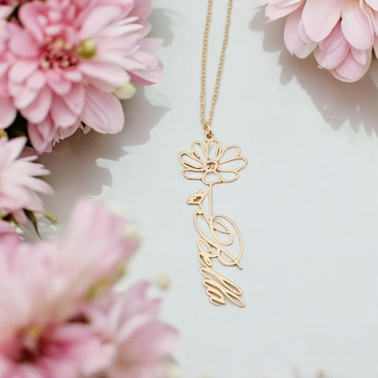 Elegant Flower-Inspired Name Pendant