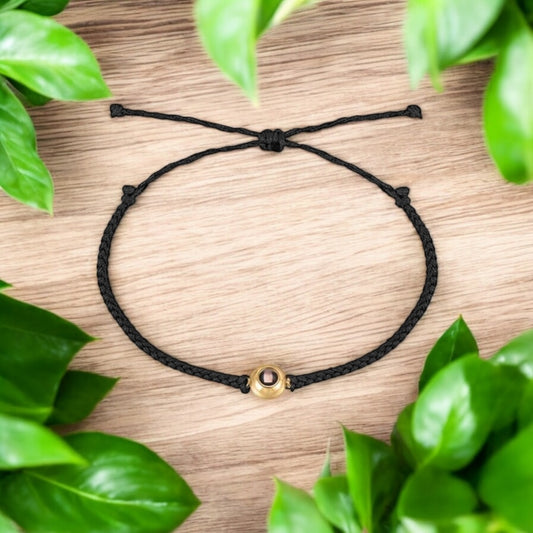 Unisex Personalised Round Photo Projection Bracelet with Black Rope