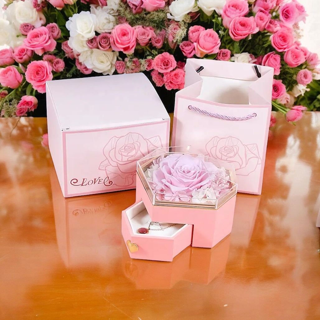 Eternal Flower Rose Box - W/ Necklace