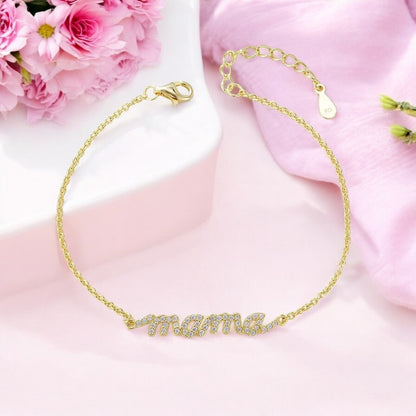 Mama Name Bracelet with Sparkling Crystal Lettering