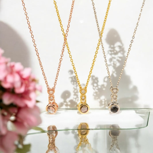 Personalised Heart-Shaped Diamond Photo Projection Necklace