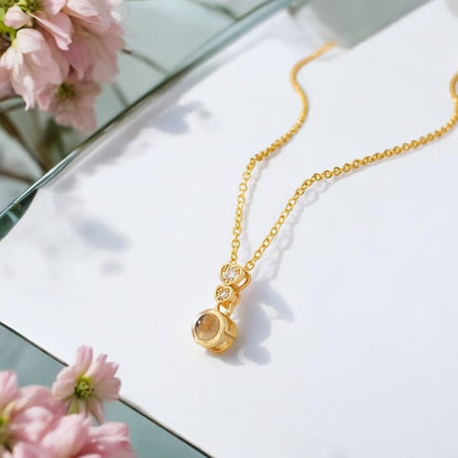 Personalised Heart-Shaped Diamond Photo Projection Necklace