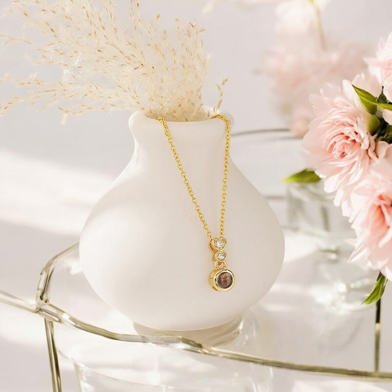 Personalised Heart-Shaped Diamond Photo Projection Necklace