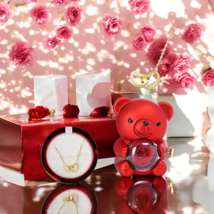 Eternal Teddy Bear Rose - W/ Necklace